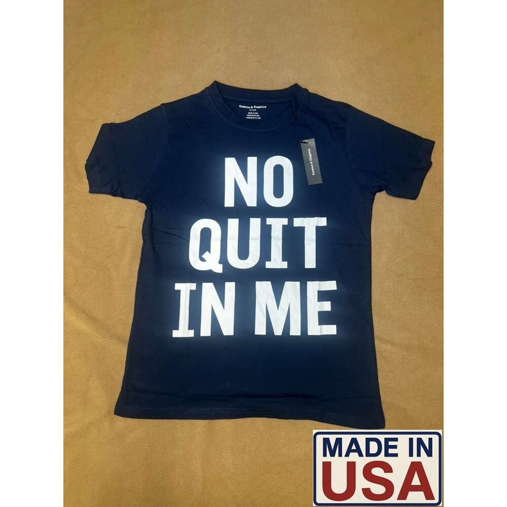 No Quit In Me Blue T-Shirt Size M Inspirational Graphic Cotton Unisex Tee